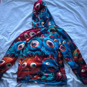 Colorful Monster Print Hoodie